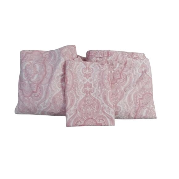 Ralph Lauren RLL Red White Paisley Medallion King Sheet Set Cotton Flaw - Picture 2 of 12